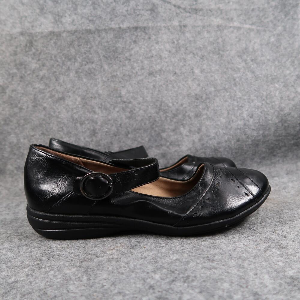 Comfort Plus Shoes Womens 7.5W Mary Jane Casual Comfort Black Buckle Strap